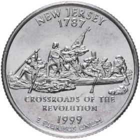 ХАЛЯВА!!! 25 центов США 1999г - штат Нью Джерси, VF - Серия Штаты и территории