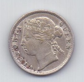 10 центов 1893 года AUNC Стрейтс Сеттлментс Великобритания