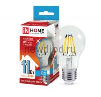 Лампа светодиодная LED-A60-deco 11Вт 230В Е27 4000К 990Лм прозрачная IN HOME