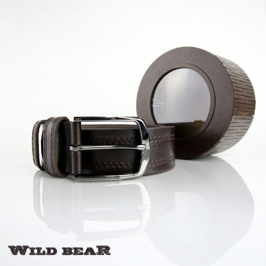 Ремень WILD BEAR RM-004f Brown Premium (в деревянном футляре)