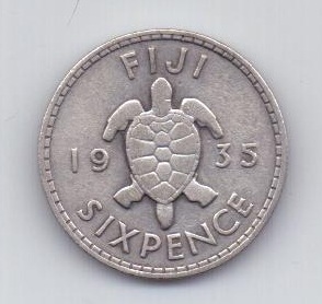 6 пенсов 1935 года XF Фиджи Великобритания