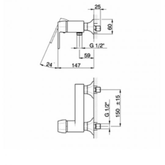 Настенный смеситель с подключением для ручной лейки Cisal Cherie CE0004412 схема 1