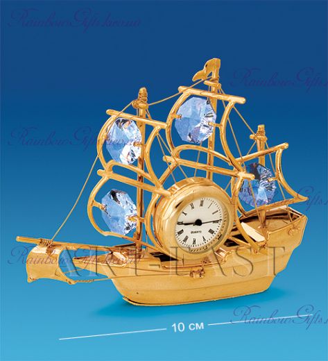 Часы - фигурка Корабль с камнями "Swarovski"