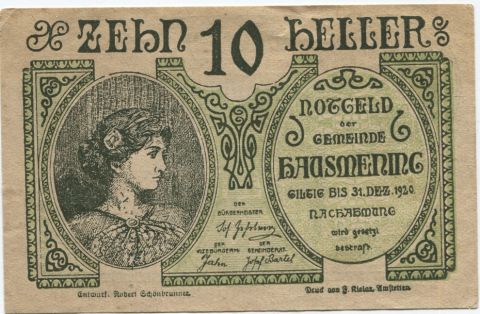 Нотгельд 10 геллеров 1920 года Австрия