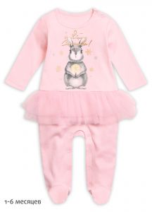 GFRJ1087 Комбинезон для маленькой девочки розового цвета с зайчиком Пеликан