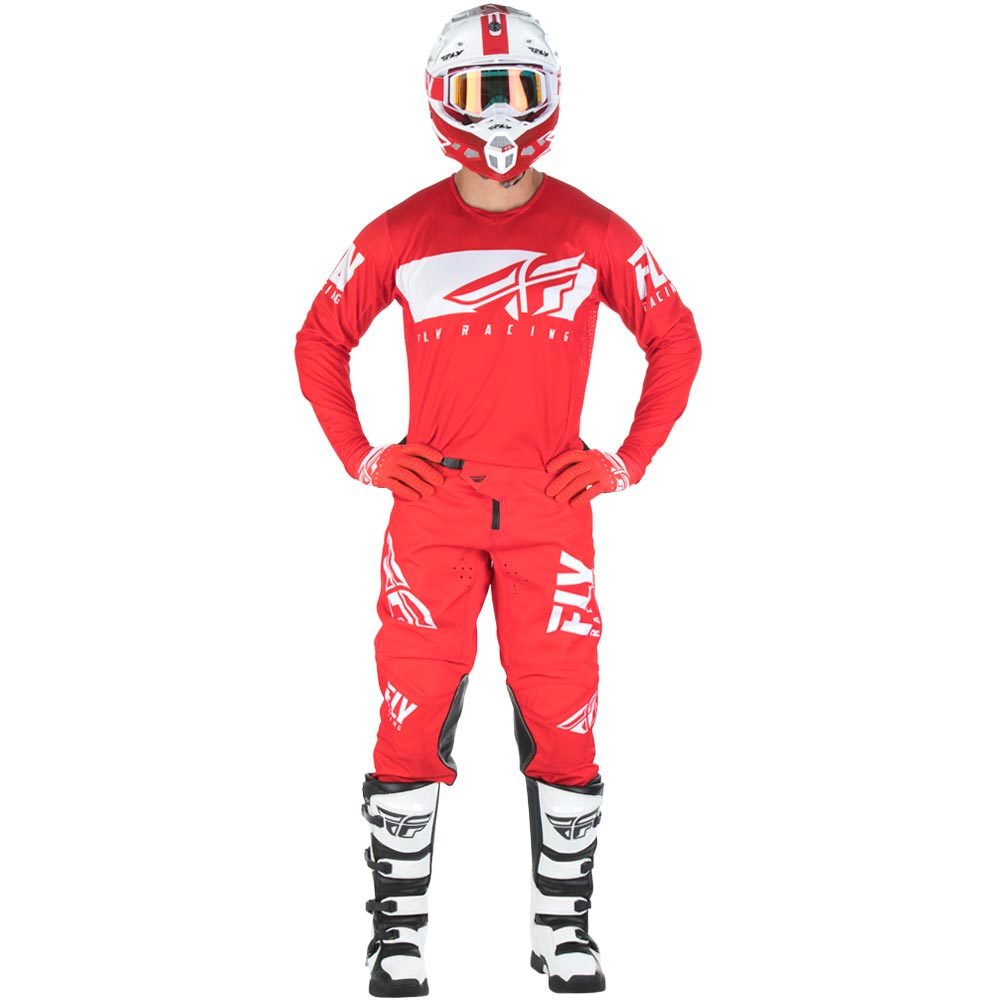 Fly - 2019 Kinetic Shield Red/White комплект джерси и штаны, красно-белые