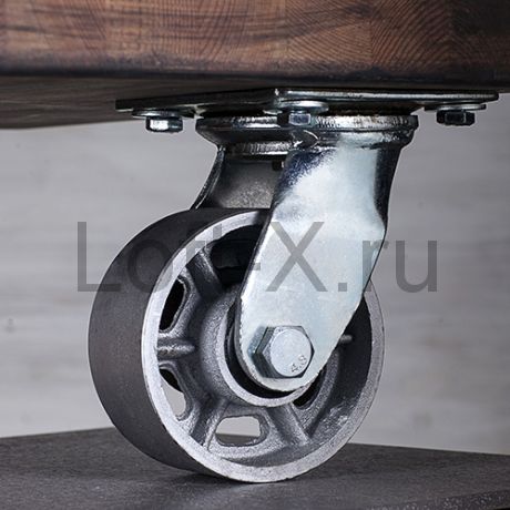Чугунное колесо 100мм (поворотное) для мебели LOFT