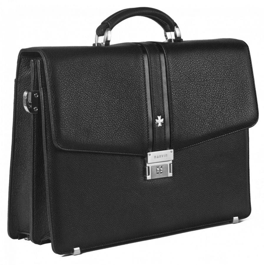 Кожаный мужской портфель NarVin 9736 N.Polo Black