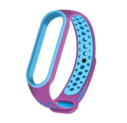 Спортивный ремешок на фитнес - браслет Xiaomi mi band 5/6 (Фиолетово-синий)