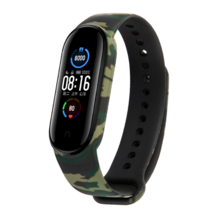 Сменный ремешок с рисунком на фитнес - браслет Xiaomi mi band 5/6 (Камуфляж)