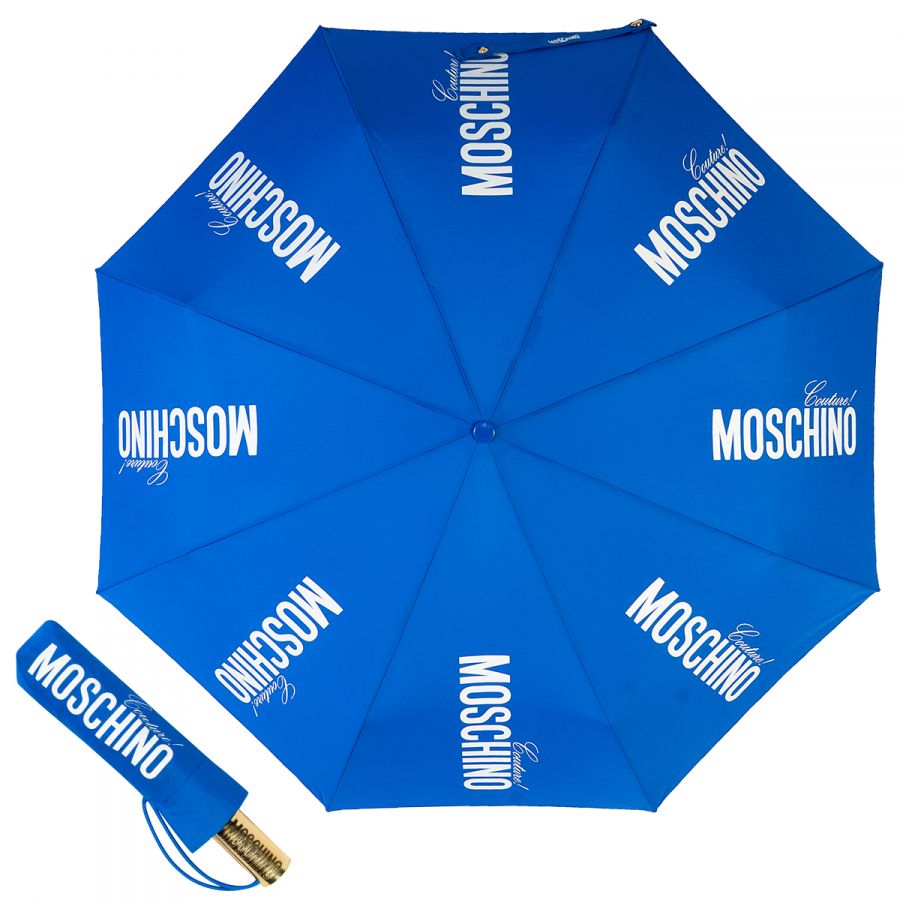 Зонт складной Moschino 8730-OCA Couture Gold Blue