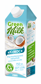 Напиток растительный на рисовой основе GREEN MILK Кокос ГОСТ, 750мл
