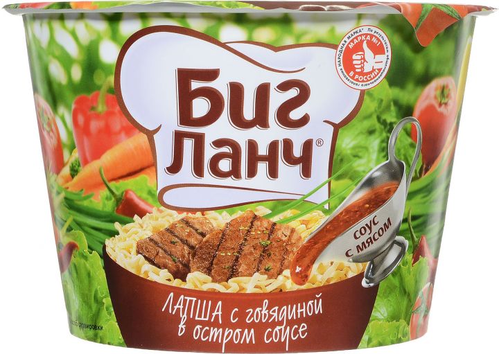 Лапша Биг-Ланч говядина в остром соусе 90г