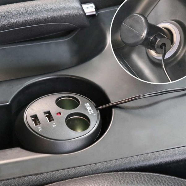 Авторазветвитель прикуривателя в подстаканник на 2A гнезда и 2 usb In-Car WF-186