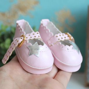 Обувь для кукол 6,5 см - сандалики розовые со звездочкой