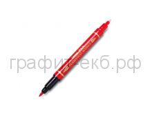 Маркер перм.0,3-0,6/0,8-1,2мм двухсторонний N75W-A красный Pentel