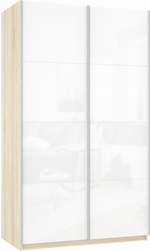 Шкаф-купе двухдверный (Белое стекло/Белое стекло) | E1 Прайм
