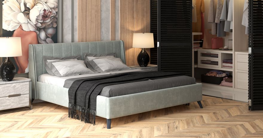 Кровать Мелисса (арт. Тори 61 велюр (серебристый серый))| Моби