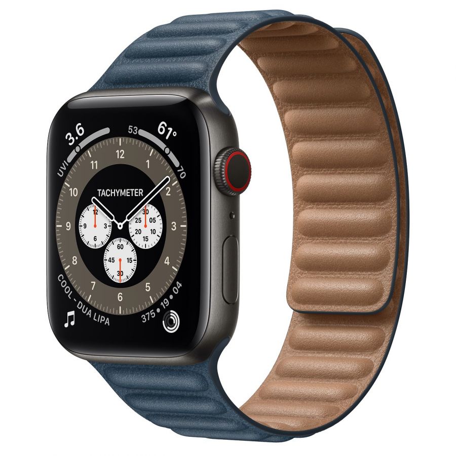 Часы Apple Watch Edition Series 6 GPS + Cellular 44mm Space Black Titanium Case with Baltic Blue Leather Link