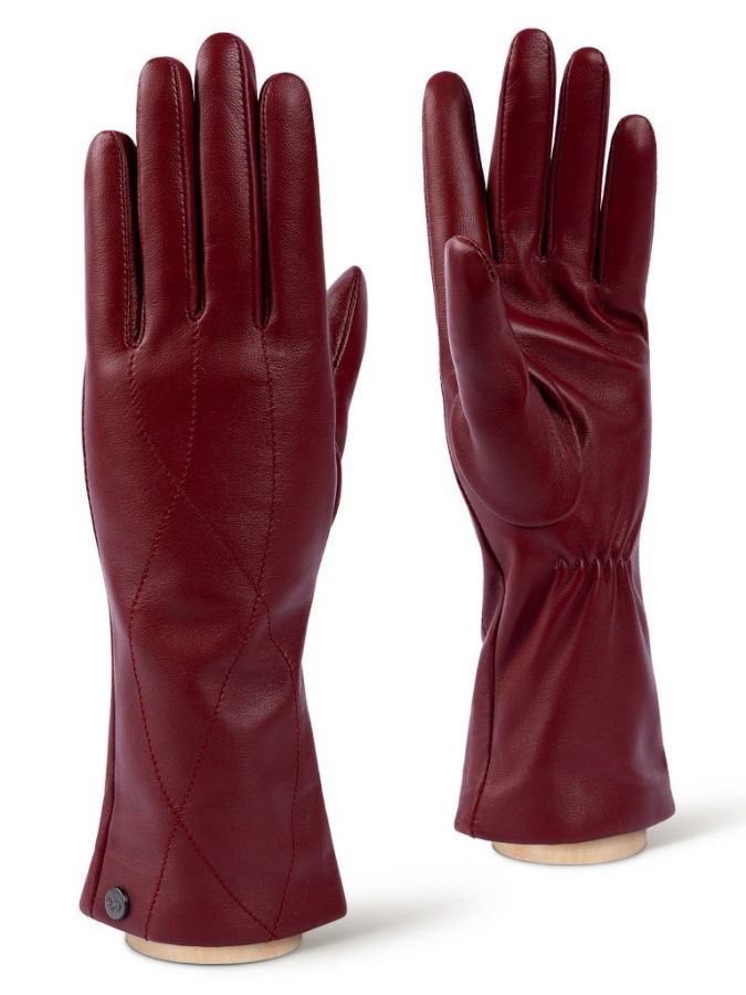 Бордовые кожаные перчатки LABBRA GR01-00034884