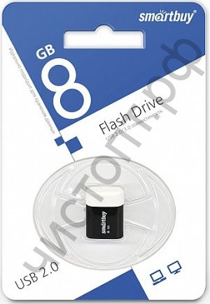 флэш-карта Smartbuy 8GB LARA Black миниатюр. брелок BL-1