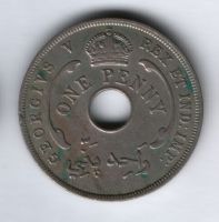 1 пенни 1929 года Западная Африка, редкий год