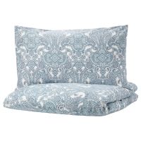 JATTEVALLMO ЙЭТТЕВАЛЛМО, Пододеяльник и 2 наволочки, белый/синий, 200x200/50x70 см - 903.996.94
