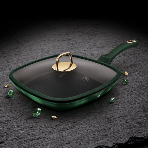 BH-6051 Emerald Collection Metallic Line Гриль-сковорода со стеклянной крышкой 28см