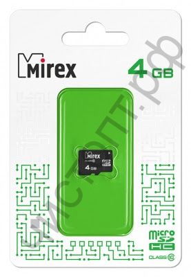 Карта памяти micro SDHC  4GB MIREX Class 10 (без адаптеров) BL-1
