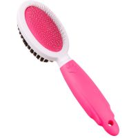 Двусторонняя овальная расчёска для кошек и собак Pet Products, Розовая