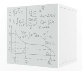 Полка куб с фасадом печать Формулы Ньютон Грэй