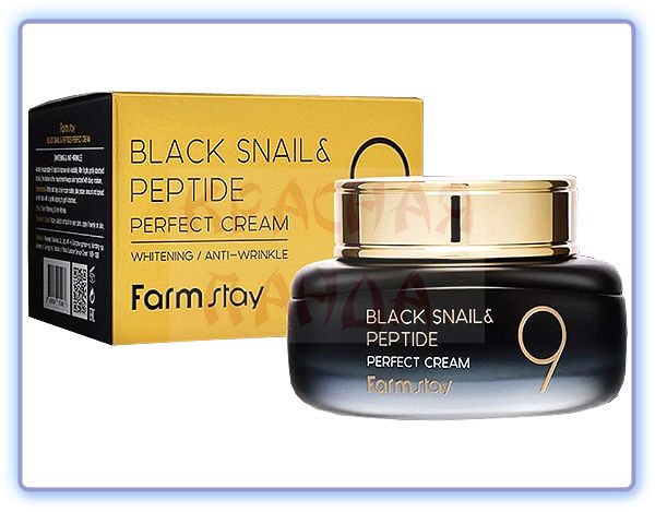 Омолаживающий крем для лица из 9 пептидов FarmStay Black Snail & Peptide 9 Perfect Cream