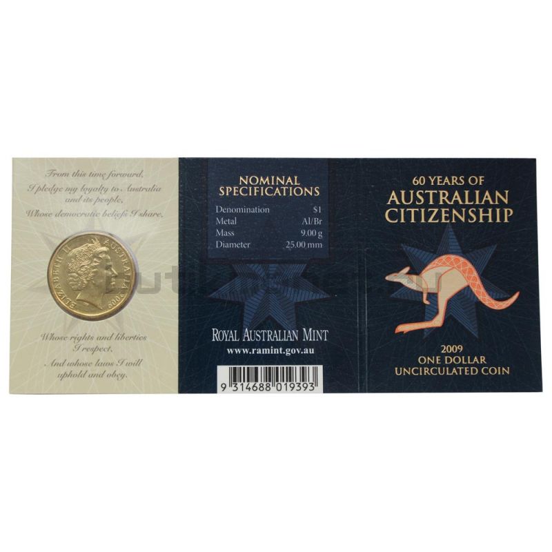 1 доллар 2009 Австралия 60 лет Австралийскому гражданству