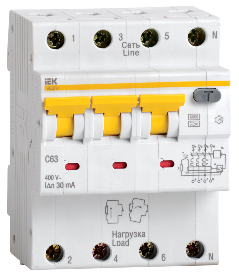 Автоматический выключатель дифференциального тока IEK MAD22-6-016-C-30
