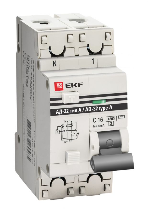 Дифференциальный автомат АД-32 1P+N 16А/10мА (тип А) EKF PROxima