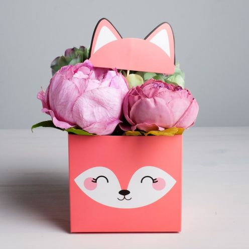 Коробка для цветов с топпером «Лисичка», 11 х 12 х 10 см