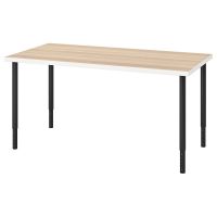 LINNMON ЛИННМОН / OLOV ОЛОВ, Стол, белый под беленый дуб/черный, 150x75 см - 593.296.89