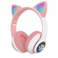 Беспроводные наушники Cat Ear P33M с bluetooth и светящимися кошачьими ушками, Розовые