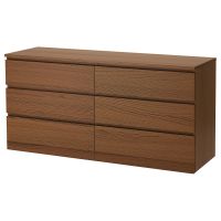 MALM МАЛЬМ, Комод с 6 ящиками, коричневая морилка ясеневый шпон, 160x78 см - 204.035.81