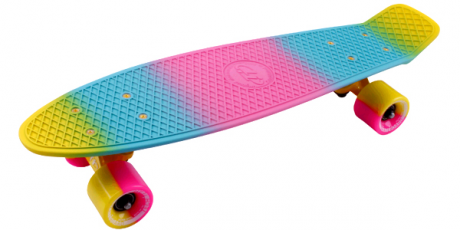 Скейтборд пластик Multicolor 22 pink/yellow 1/4 T