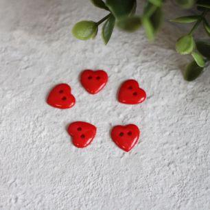 Пуговицы декоративные 'Красное сердце', 13 мм (набор 5 шт.)