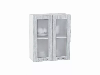 Шкаф верхний Валерия В600 со стеклом  (серый металлик дождь)