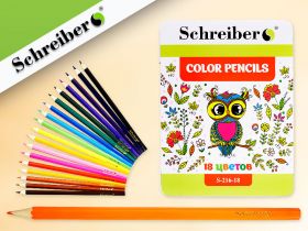 Набор цветных карандашей 18 цветов, в металлической упаковке (арт. S 216-18)
