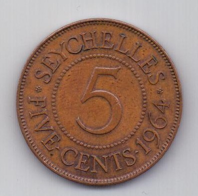 5 центов 1964 Сейшелы AUNC Великобритания