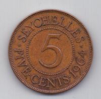 5 центов 1964 Сейшелы AUNC Великобритания