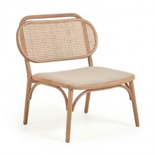 Doriane solid oak easy chair with natural finish and upholstered seat