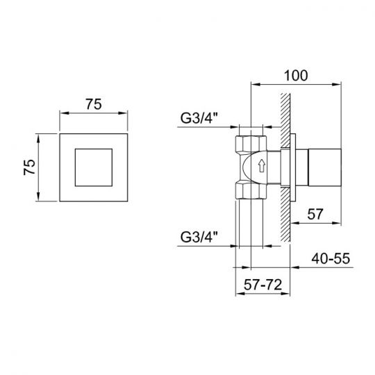 Запирающий вентиль Fantini AR/38 3990B для смесителя схема 1