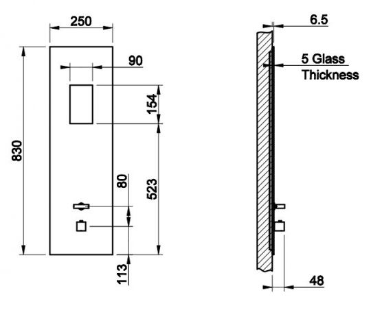 Сенсорная панель Gessi 61217 для термостатического смесителя схема 1