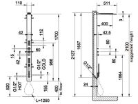 Душевая панель Gessi 39808 с термостатическим смесителем схема 1