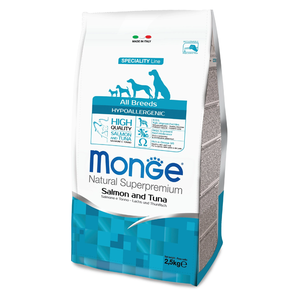 Сухой корм для собак Monge Speciality line Hypoallergenic лосось тунец 2.5 кг